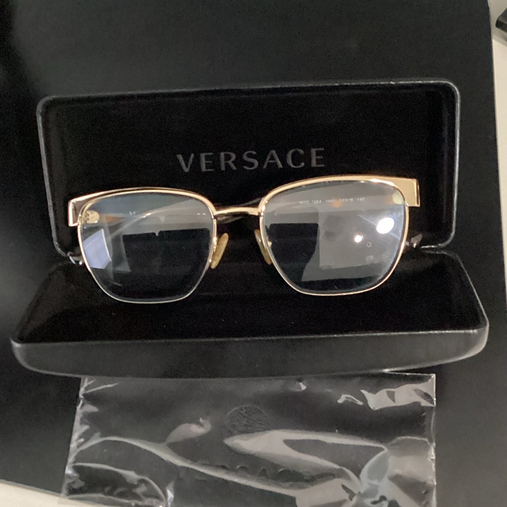 Versace Gold and Black Square Prescription Glasses